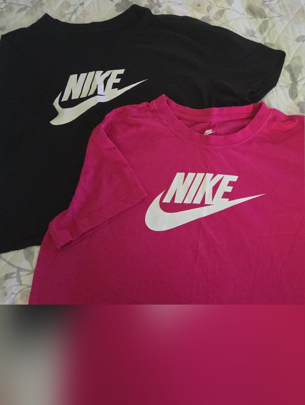 Nike Short Sleeve Logo Tees in Pink and Black